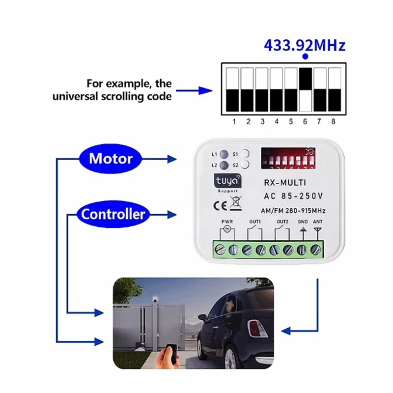 باب المرآب استقبال عن بعد التيار المتناوب 85-250 فولت العالمي تويا واي فاي باب المرآب استقبال RX-متعدد 280-915 ميجا هرتز بوابة التبديل للحياة الذكية