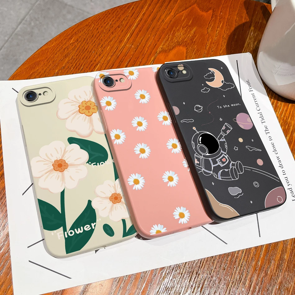 SunFlower Case For iPhone 7 8 Plus Cover For iPhone SE iPhone7 iPhone8 Phone Cases Soft Liquid Silicone Lens Protection Bumper