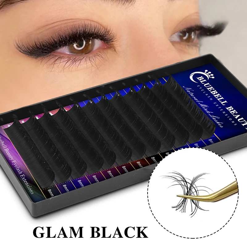 

Bluebell Beauty Korea PBT 12Rows C D Curl Eyelash Extension False Individual Lashes Hand Made Faux Mink Eyelashes for Extensions