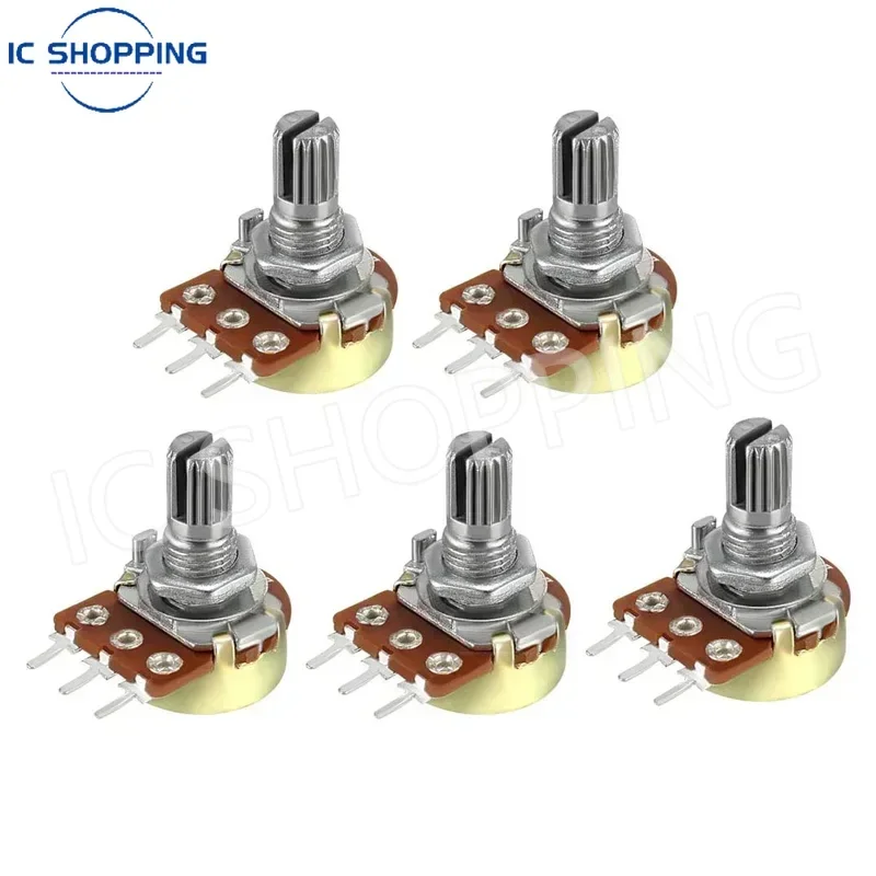 50PCS WH148 Single Linked Potentiometer  with Cap B1K 2K 5K 10K 20K 50K 100K 500K 1M Handle Length 15mm Adjustable Resistance