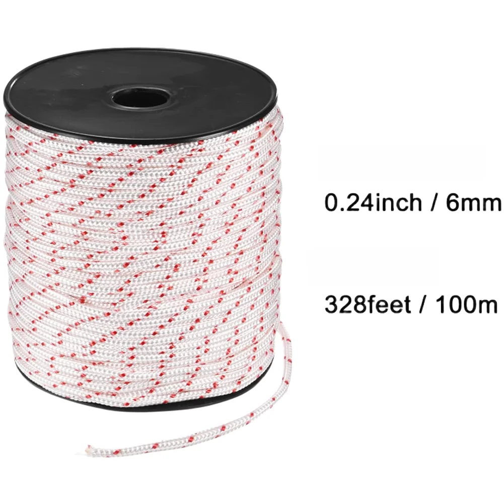 6mm 100m Nylon For For Recoil Starter Pull Rope 16 Strand For Lawn Mower Chainsaw Trimmer Brush Engine Replacement Cord