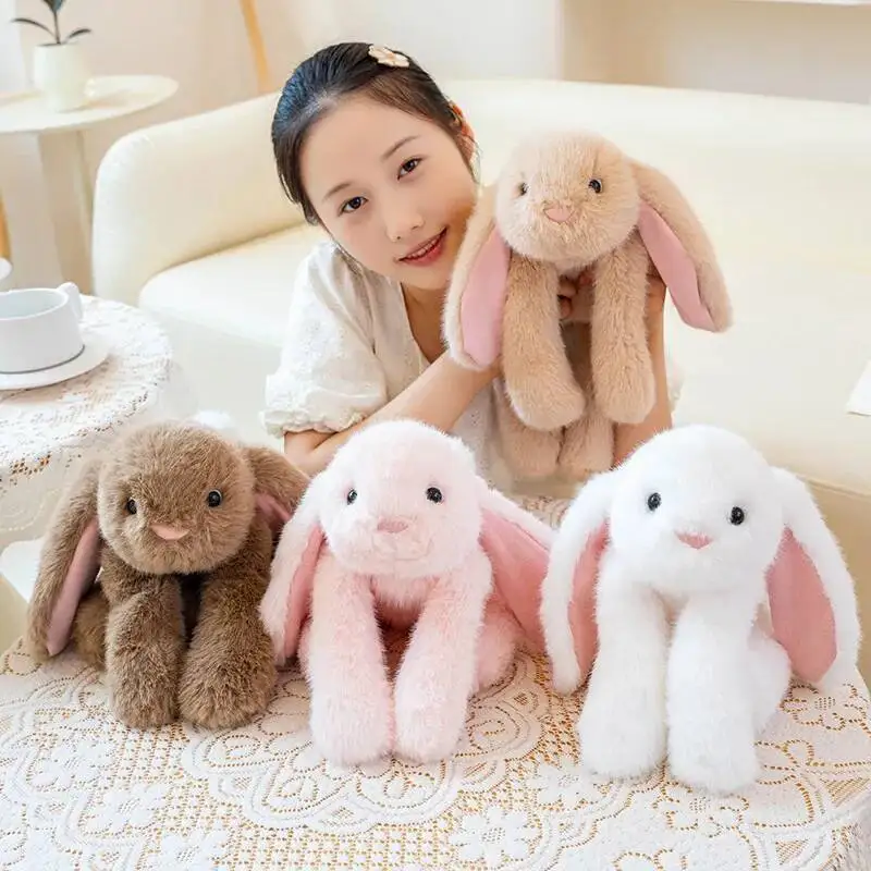

Sweet Lying Prone Rabbit Plush Toys Cotton Stuffed Cartoon Bunny Doll Warm Cozy Children Appease Doll Lovely Sleeping Companion