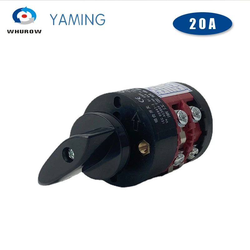 Yaming Electric 3 Position HZ5B-20/2 Combination Changeover Rotary Cam Switch 20A Two Poles 8 Terminals Silver Contact