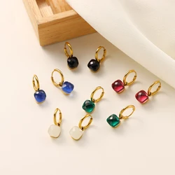 New Stainless Steel Geometric Square Hoop Earrings Sparkling Cubic Zirconia Crystal Earrings Jewelry For Women