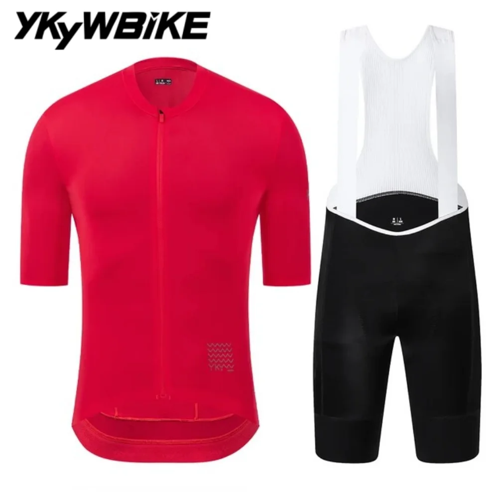 

YKYW Summer Cycling Jersey Bib Shorts Sets Men's Belgium Padded Bib Shorts Suit 6 Hours Riding MITI Strapes Road Bike Clothing