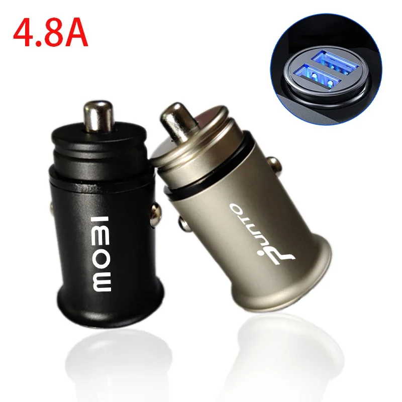 Cargador de teléfono USB Dual de Metal 4.8A, adaptador de teléfono móvil para Fiat Panda MoBL LINEA DOBLO TORO Bravo Toro Albea Talento