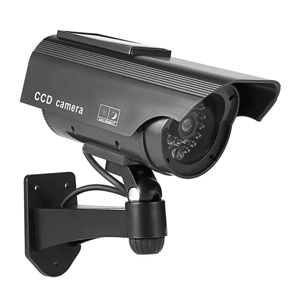 camera de vigilancia solar falsa com luz led intermitente cctv ao ar livre camera falsa do manequim protecao de seguranca domestica bala 01