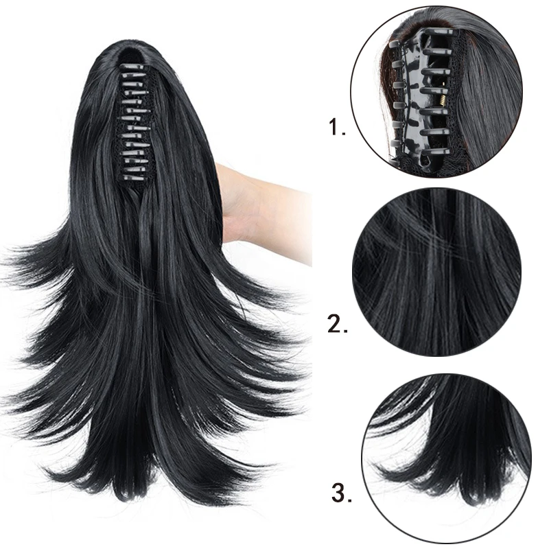 35CM pince à griffe synthétique sur Extension queue de cheval Extensions de cheveux naturels postiche de poney résistante à la chaleur pour les femmes