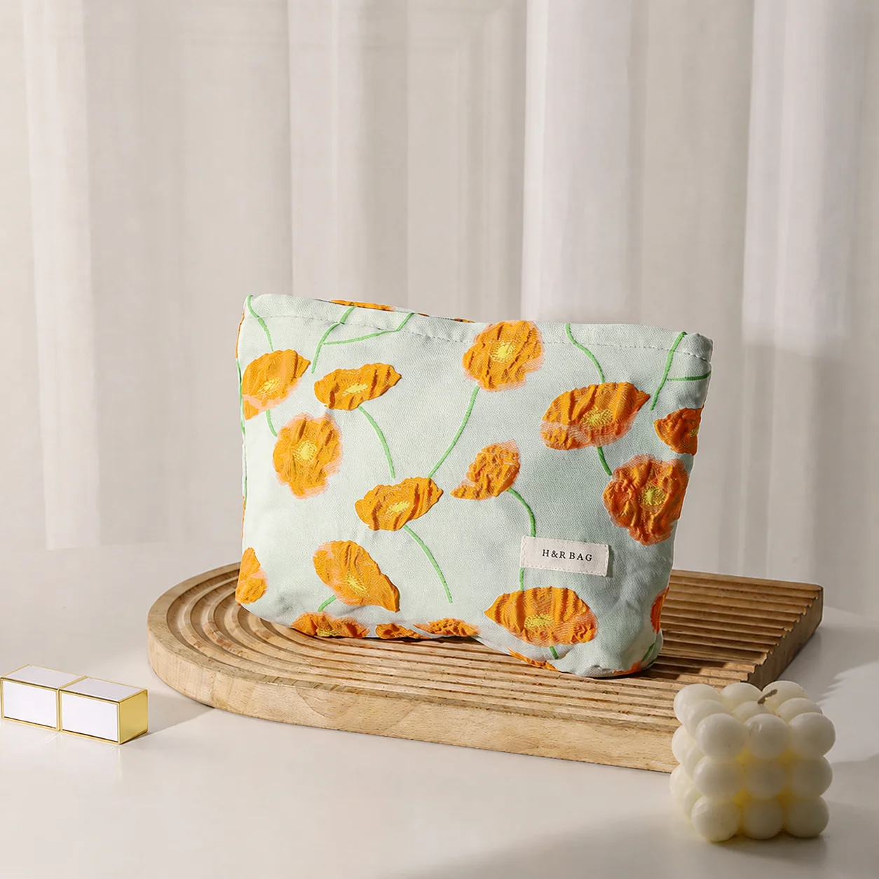 Cosmetic Storage Bag Canvas Floral Pattern Cosmetic Bag Handheld Cosmetic Bag Handheld For Daily Outings Backpack Skincare