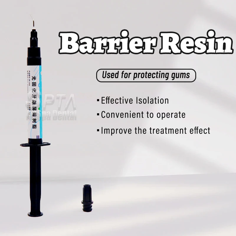 Dental Barrier Resin Material Protection for Dentin Treatment Area Isolation Gel Reduction Oral Contamination Visual