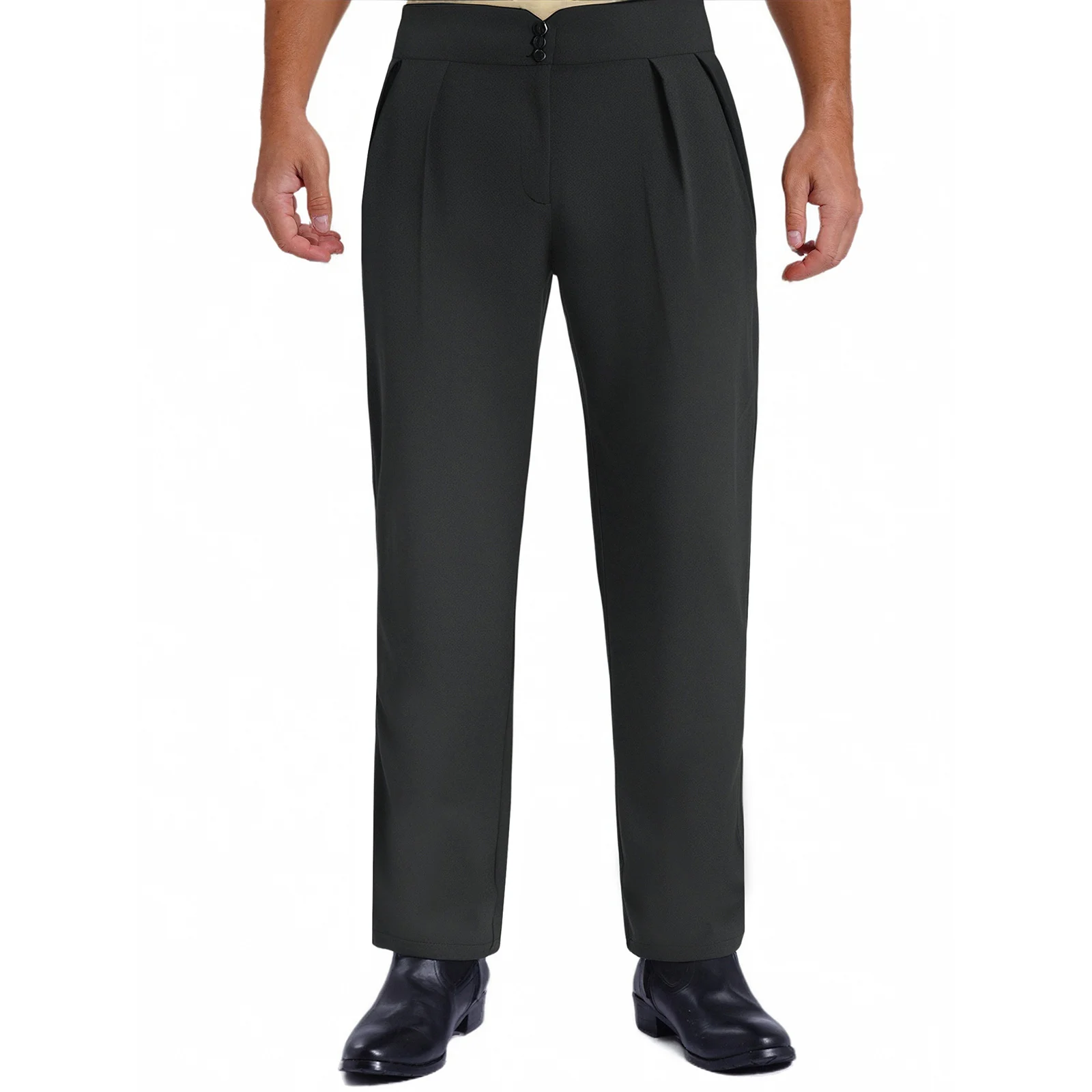 남성 라틴 댄스 바지 조절 가능한 벨벳 허리밴드 주름 바지 재즈 룸바 탱고 살사 볼룸 공연 대회용