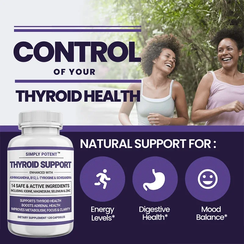 Thyroid Support Supplement with Iodine Magnesium Selenium Zinc Supplement, Thyroid, Boost Metabolism, Focus and Clarity