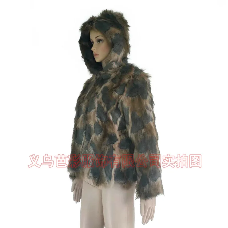 2021 Creative Personalized Fur Jacket Women's, European and American Taiwan Performance Clothing Warm Fur Jacket