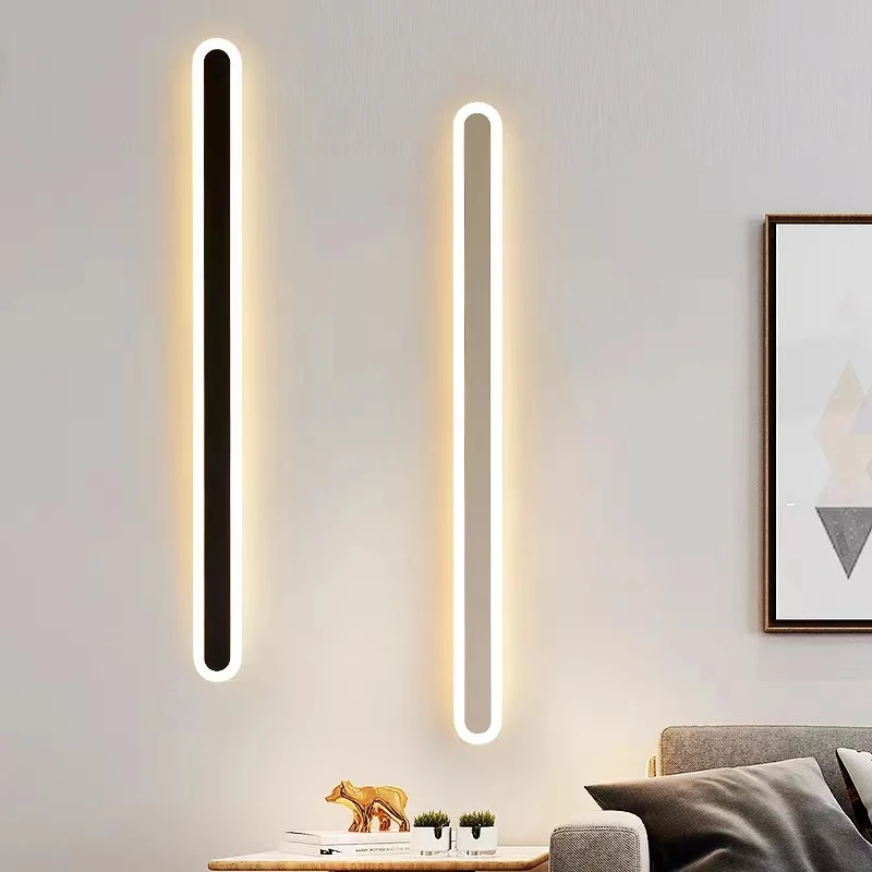 Imagem -06 - Nordic Led Long Strip Wall Lamp Iluminação Interior Home Living Room Corredor Decoração do Quarto Varanda Sconces Lights