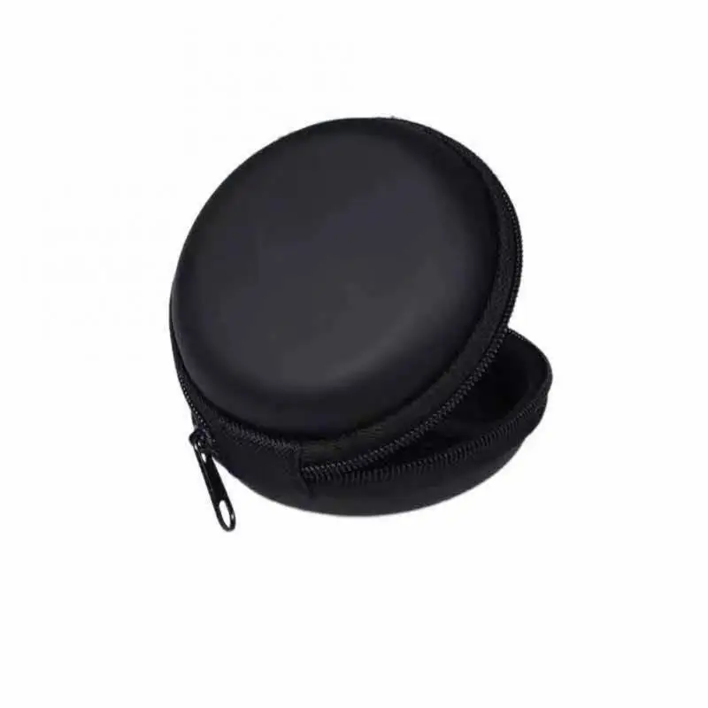 Headphones Case Mini Zippered Round Storage Hard Bag Headset Box Shockproof Earphone Organizer Pouch Earphones Accessories