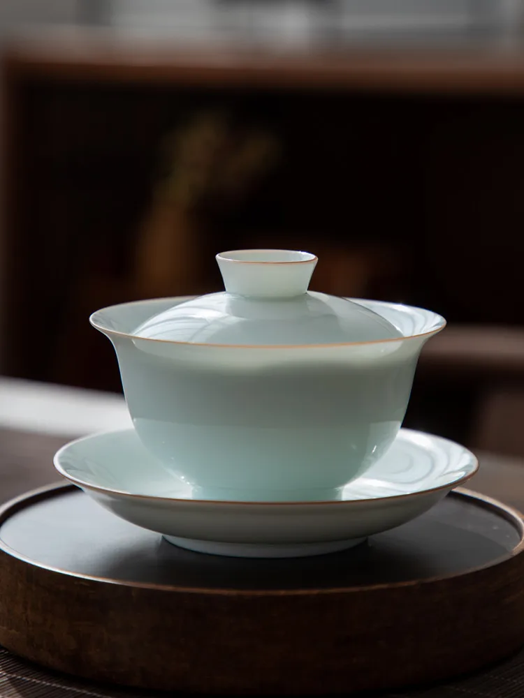 

Чайная посуда Gaiwan Chawan, набор из чаши для супа, китайские кружки кунг-фу, фарфоровая керамическая посуда, лезвие для церемонии, белая акадама