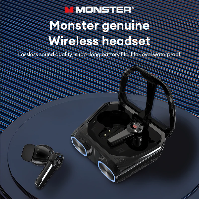 Original Monster XKT32 Ultra Long Standby In-Ear Wireless Bluetooth 5.4 Headphones HIFI Audio Headset Waterproof Sports Earbuds