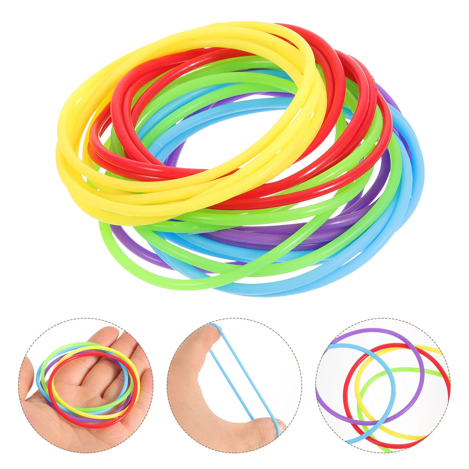 25 Pcs Colorful Rubber Bracelet Jelly 80s Jewelry Bracelets for Women Headband Hair Ties Girls 80's Accessories 90s Miss