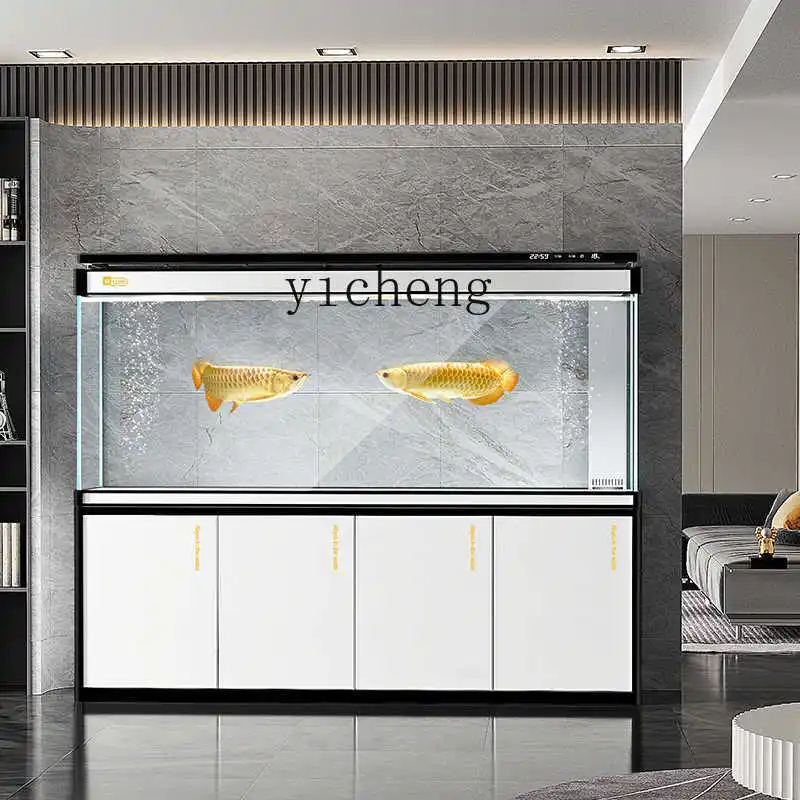 

ZZ large fish tank aquarium king size floor-to-ceiling living room household dragon fish tank bottom filter ultra-white tank