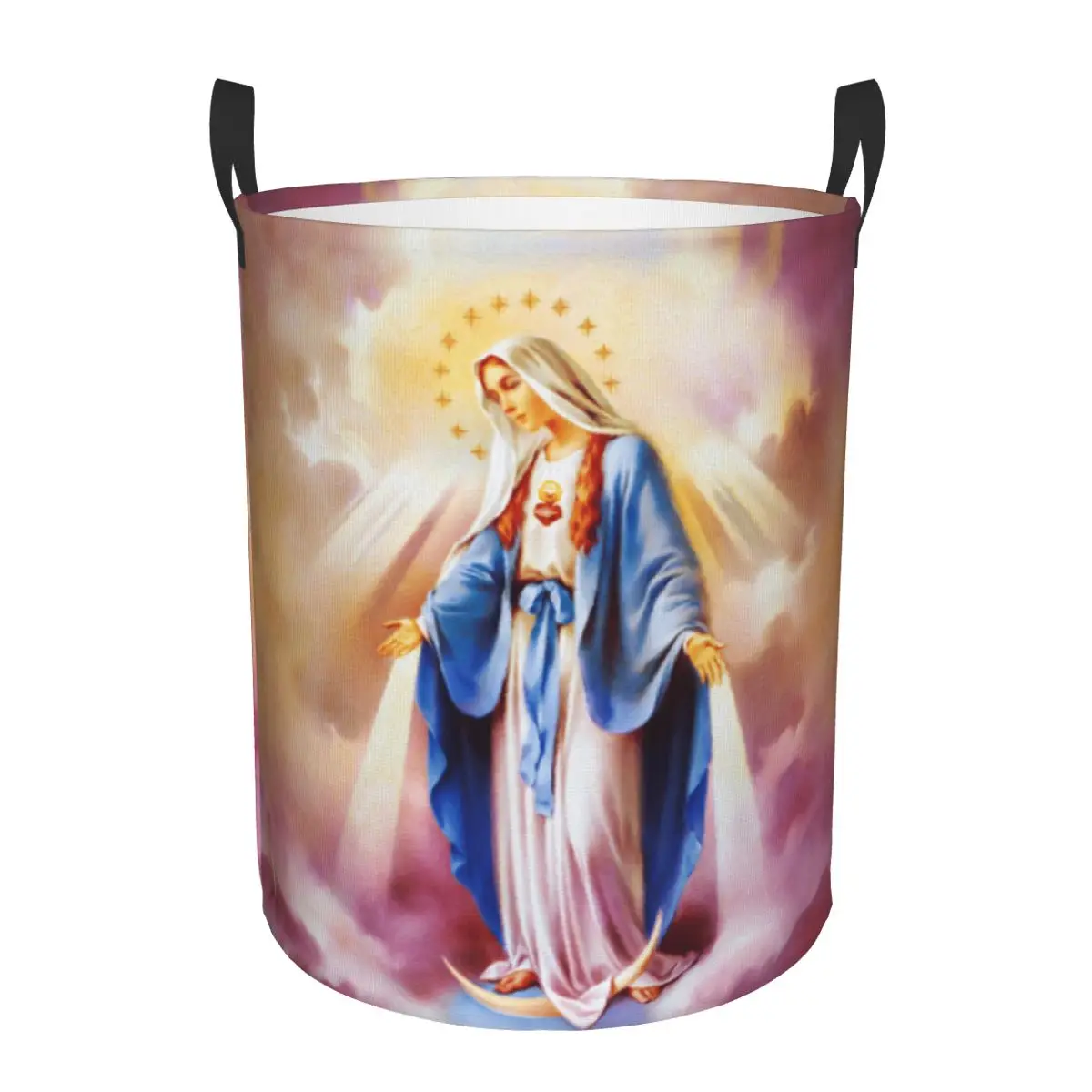 Custom Catholic Virgin Mary Laundry Hamper Large Storage Basket Our Lady of Guadalupe Girls Boys Toy Organizer