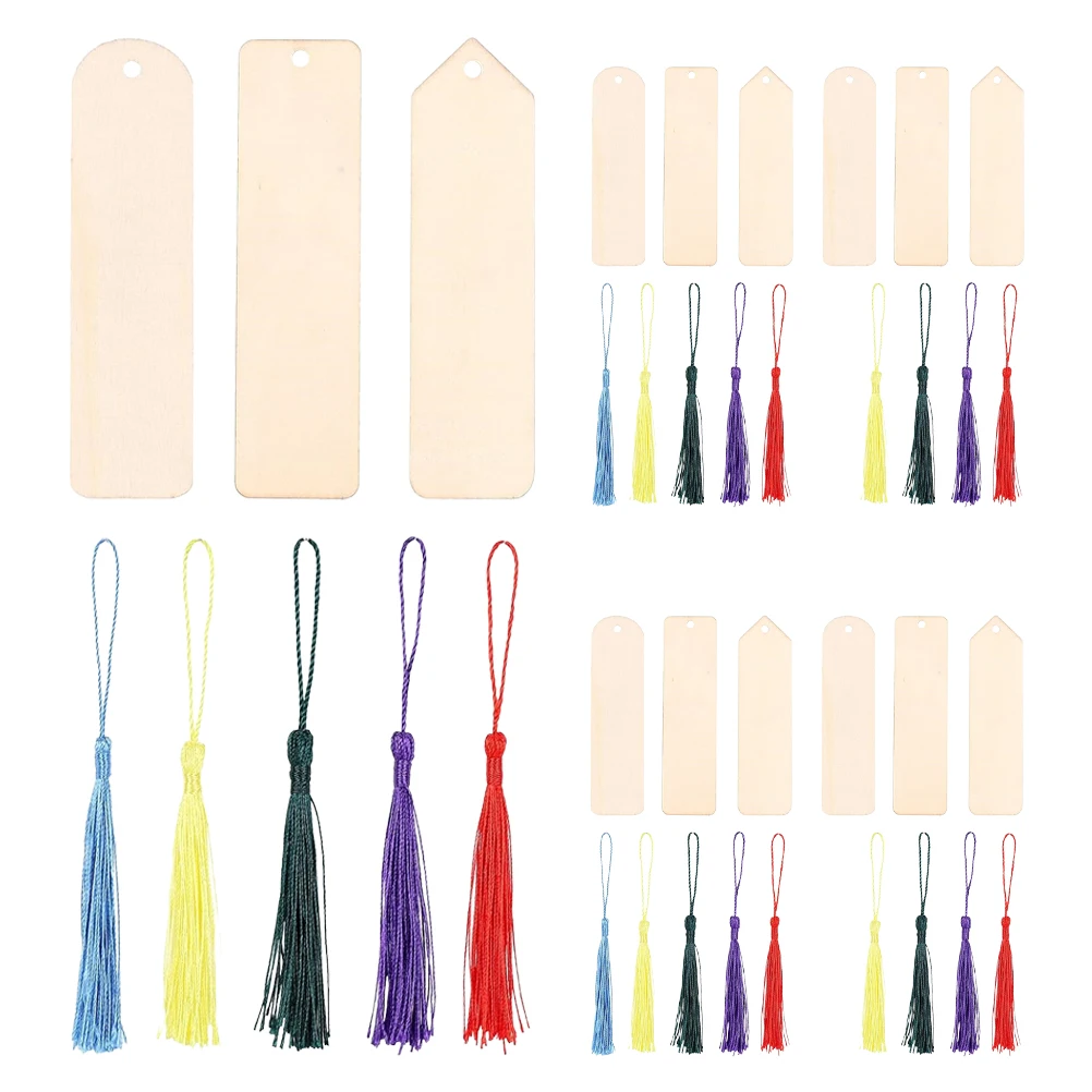 

1 Set Blank Wooden Bookmarks Unfinished Diy Paintable Craft Wood Bookmark For Students Writers Readers Handmade Decorative Rope