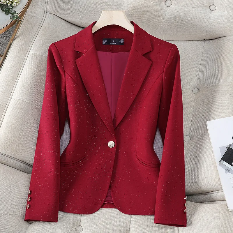 

2025Autumn and winter casual fashion women's professional attire cross-border foreign trade khaki blazer8983