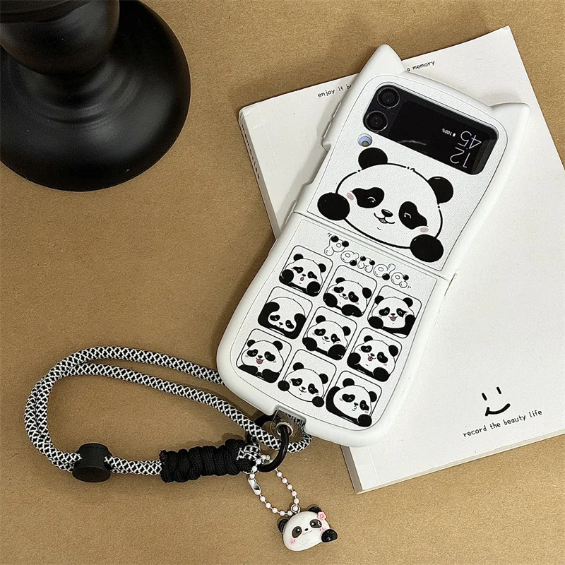 Etui na telefon Panda White do Samsung Galaxy Z Flip 6 5 4 3 Ochronne etui na telefon ZFlip4 ZFlip5 ZFlip6