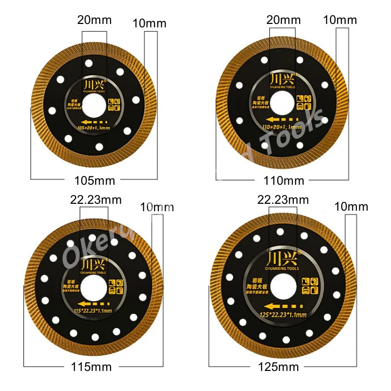 Imagem -02 - Turbo Diamond Saw Blade Disc para Telha Dura Cerâmica Alvenaria Discos de Corte de Mármore 105 mm 110 mm 115 mm 125 mm