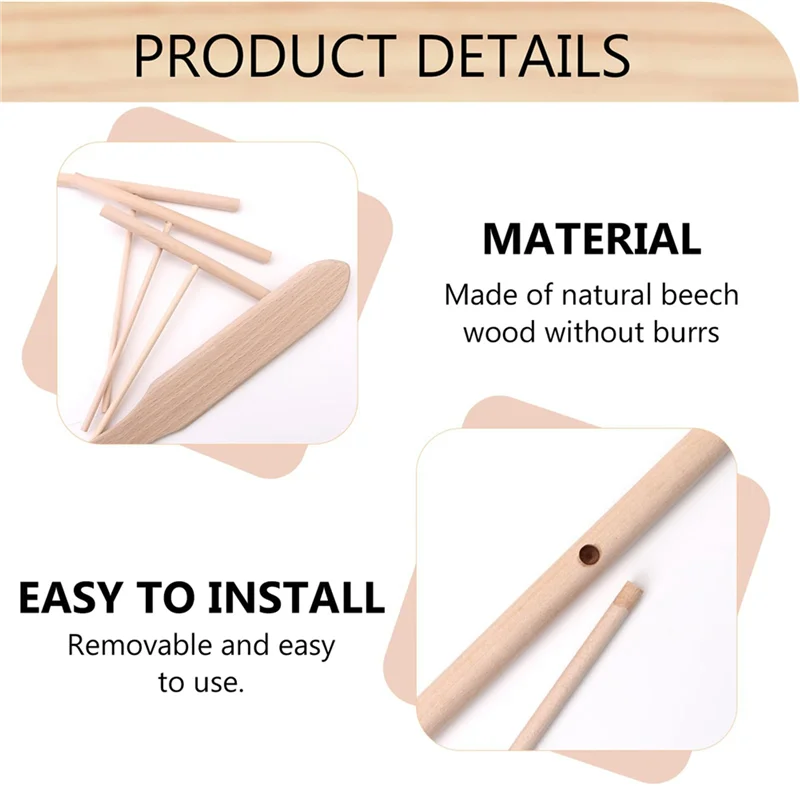 ABUN-Spatula Set Wooden T Sticks For Spreading Pancake Batter, Set Of 8 Utensils For Uniform Crepe Maker Kitchen Tool