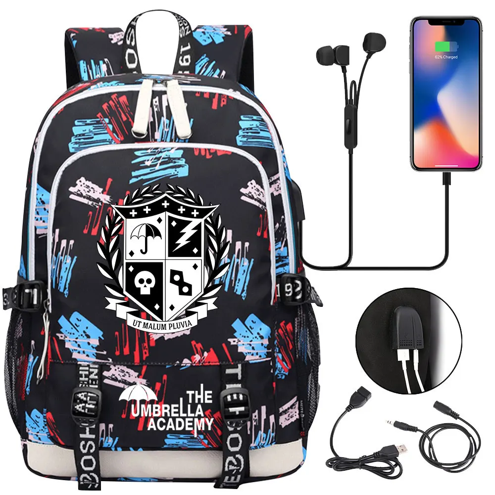 Nieuwe Paraplu Academy Tiener Usb Laptop Rugzak Vrouwen Mannen Rugzak Jongens Meisjes Kids School Book Bag Mochila Reizen Bagpack
