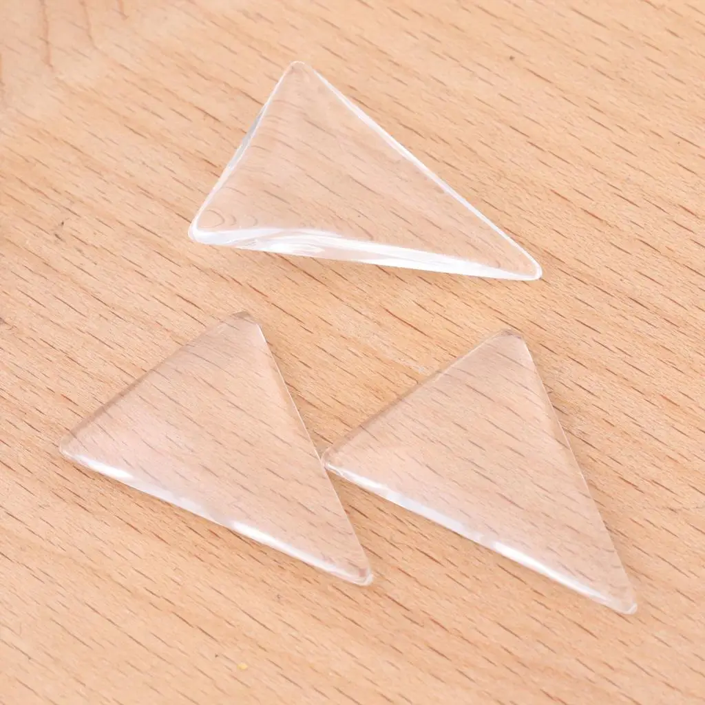10 szt. Przezroczysty trójkątny szklany kaboszon o wymiarach 24x3mm do wykonania elementów do wyrobu biżuterii z płaskim tyłem