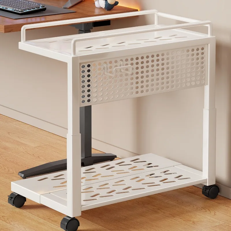 Computer Tower Stand with Wheels, Mobile PC Cart for Office Desk, Printer Shelf Organizer, Adjustable Rolling CPU Holder