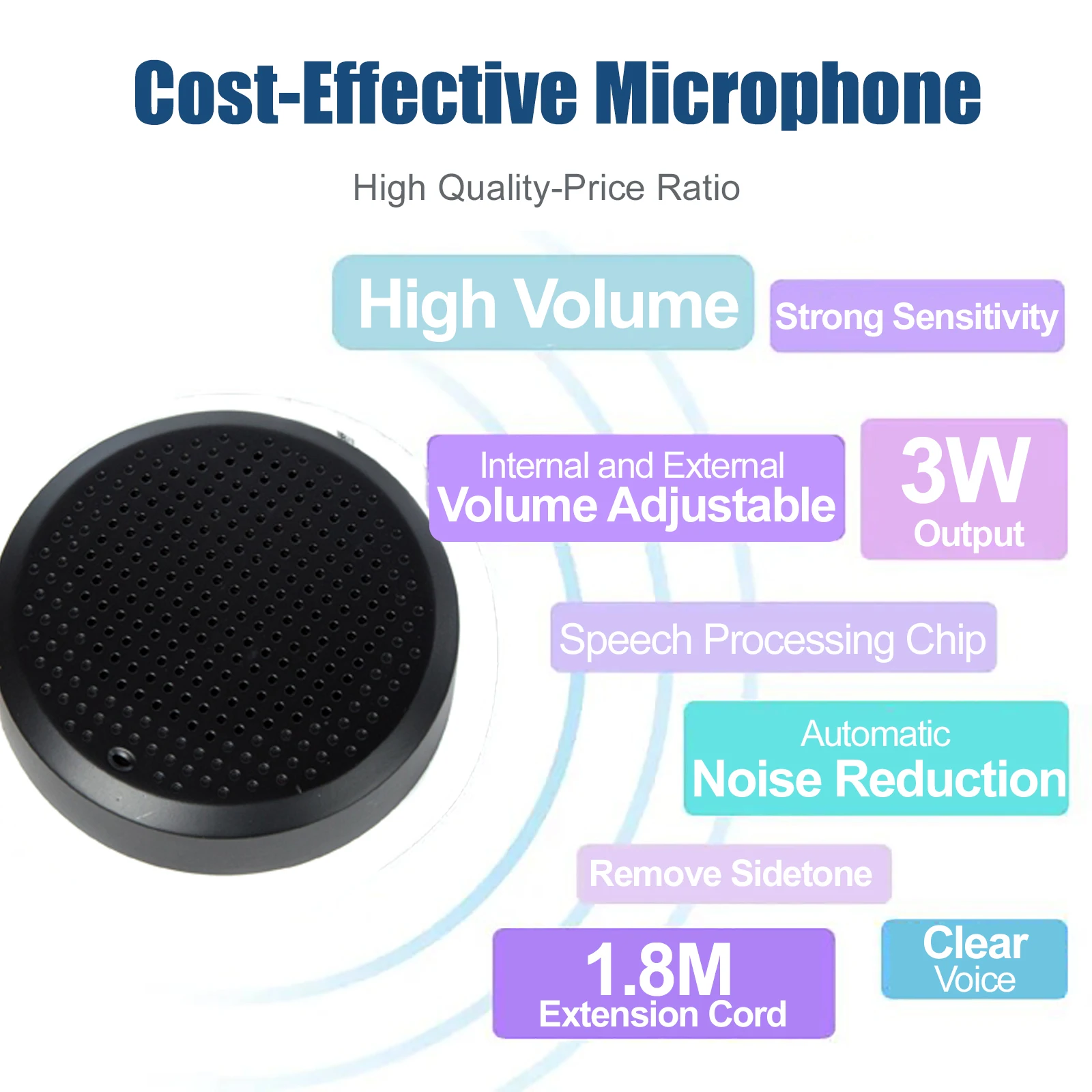 3W Anti-Interference Noise Free Dual-Way Window Counter intercom Microphone for The Bank/Office/Hospital/Ticket Window Station