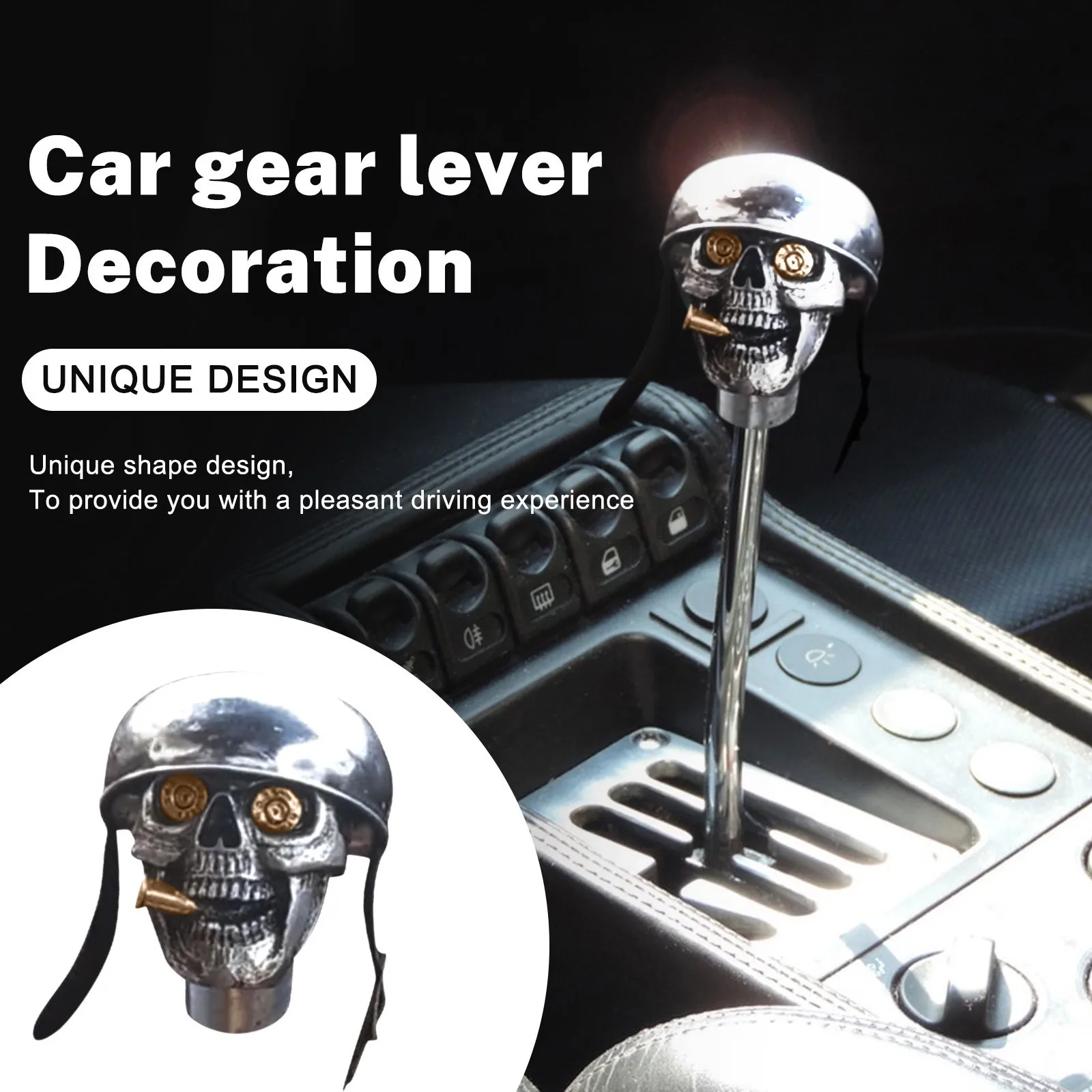 Skulls Soldier Grip-Handcrafted Gear Knob Sliver Devil Skulls Car Stick Shifter Handle Skeleton Style Automatic Transmissions