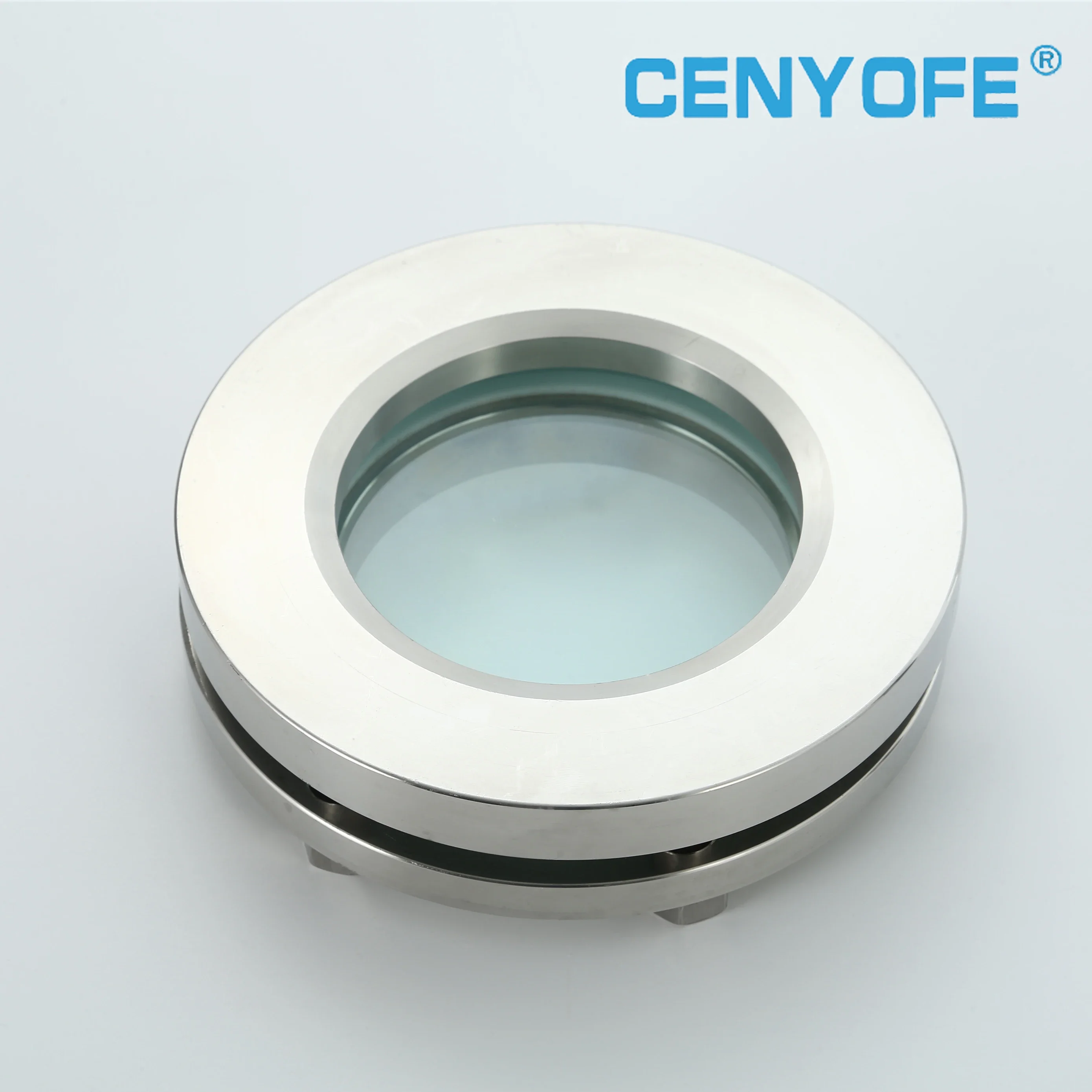 Roestvrijstalen flensspiegel observatie rechtdoor kijkbeker met lamp binnenglas zeshoekig mangat