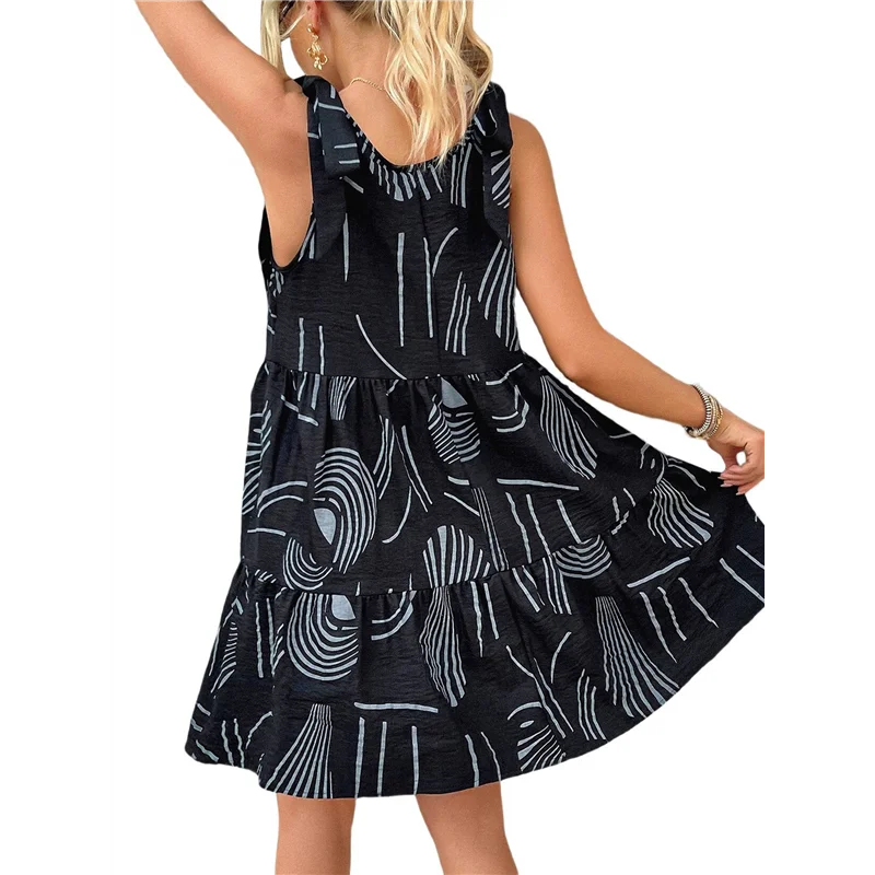 NEW-Women Summer Casual Sleeveless Mini Pleated Tank Vest Dresses