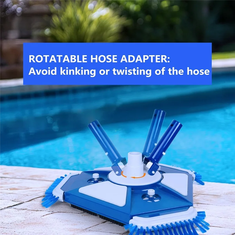 

Enhanced Cleaning Pool Vacuum Head With Universal Side Brush & Rotatable Hose Adapter