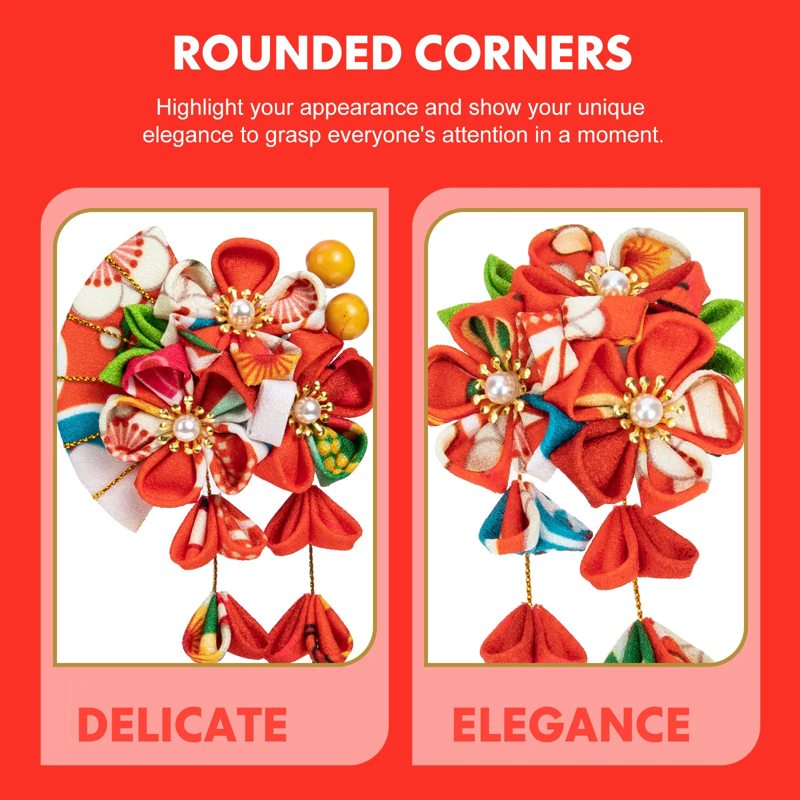 

Набор из 2 японских заколок для волос с цветами и кисточками, уникальные заколки-вееры для женщин, для дня рождения и помолвки