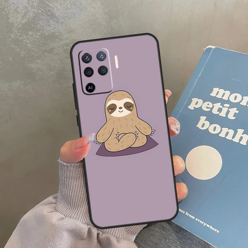 Funda de diseño divertido con perezoso de Yoga para Oppo A98 A78 A79 A18 A38 A58 A40 A60 A80 A16 A76 A96 A15 A74 A94 A54 A17 A77