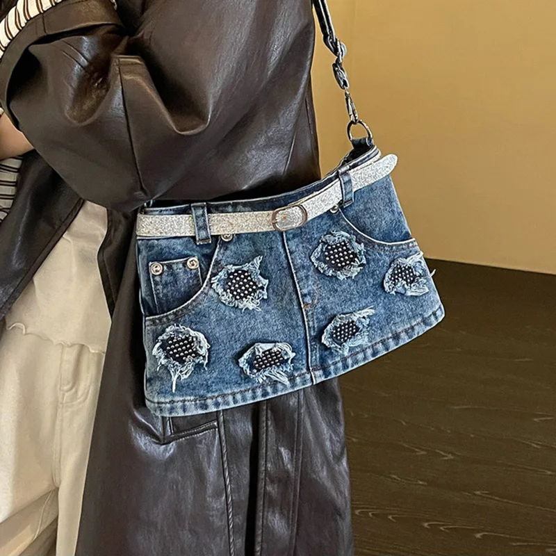 Women Shoulder Bag Creative Retro Denim Crossbody Bag Personalized Fashion Versatile Women Crossbody Bag Casual Handbag