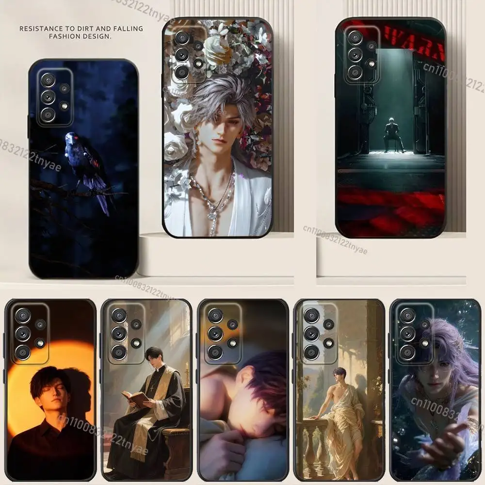 

Love Deepspace Xavier Rafayel Sylus Caleb Phone Case For Samsung S24,21,22,23,30,20,Plus,Note,Ultra10,9,Black soft silicone case