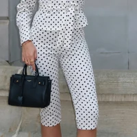 HXAO Women's Capri Pants Spring Summer Polka Dot Pants For Woman Streetwear Chic Mid Rise Straight-Leg Cropped Trousers Set - Image 3