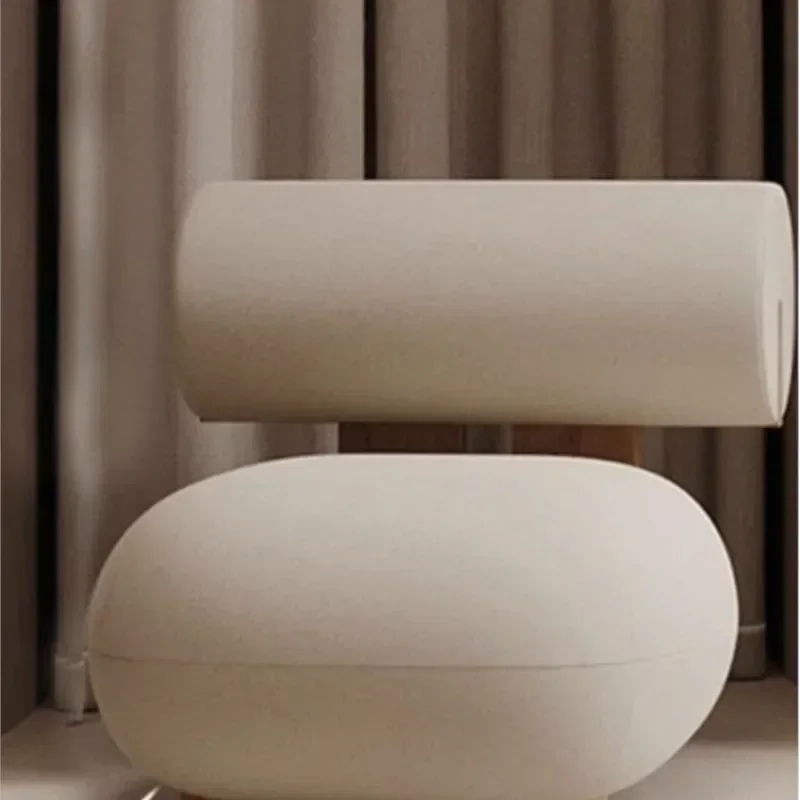 Club Single sofa Chairs  Nordic Solid Wood Makeup Sofa Chair Light Luxury Cream Style Living Room Lazy Lamb Plush Hippo Chair