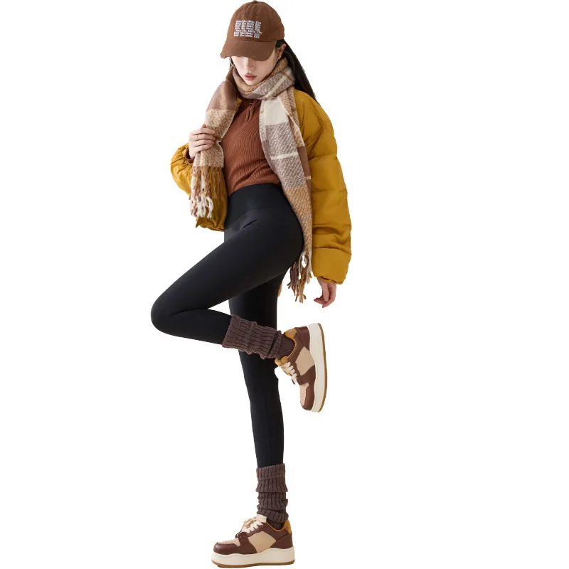 سراويل نسائية مبطنة من Fce سراويل يوجا دافئة عالية الخصر سراويل ضيقة بطبقة أساسية ملابس خارجية