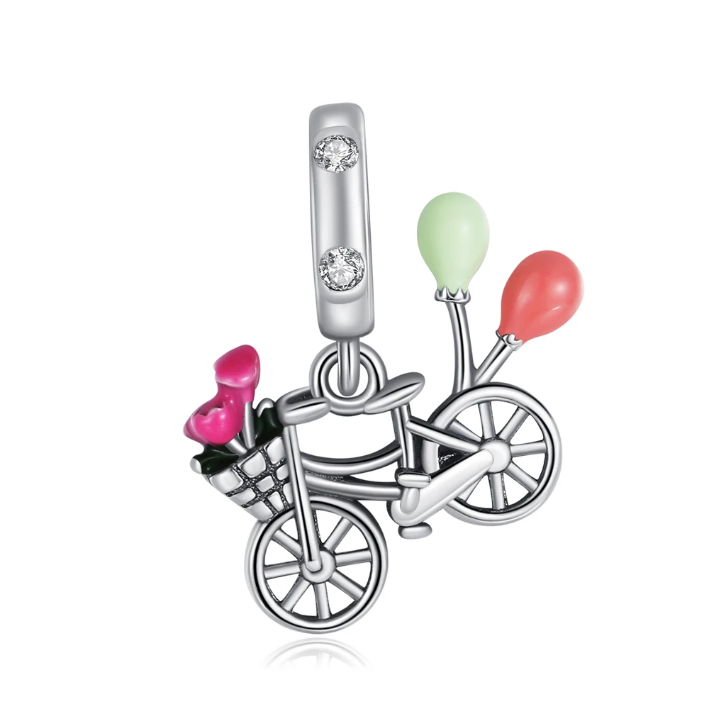 

Danturn 925 Sterling Silver Original Beads Bicycle Dangle Charm fit Snake Chain Bracelet Fashion Women Jewelry Making