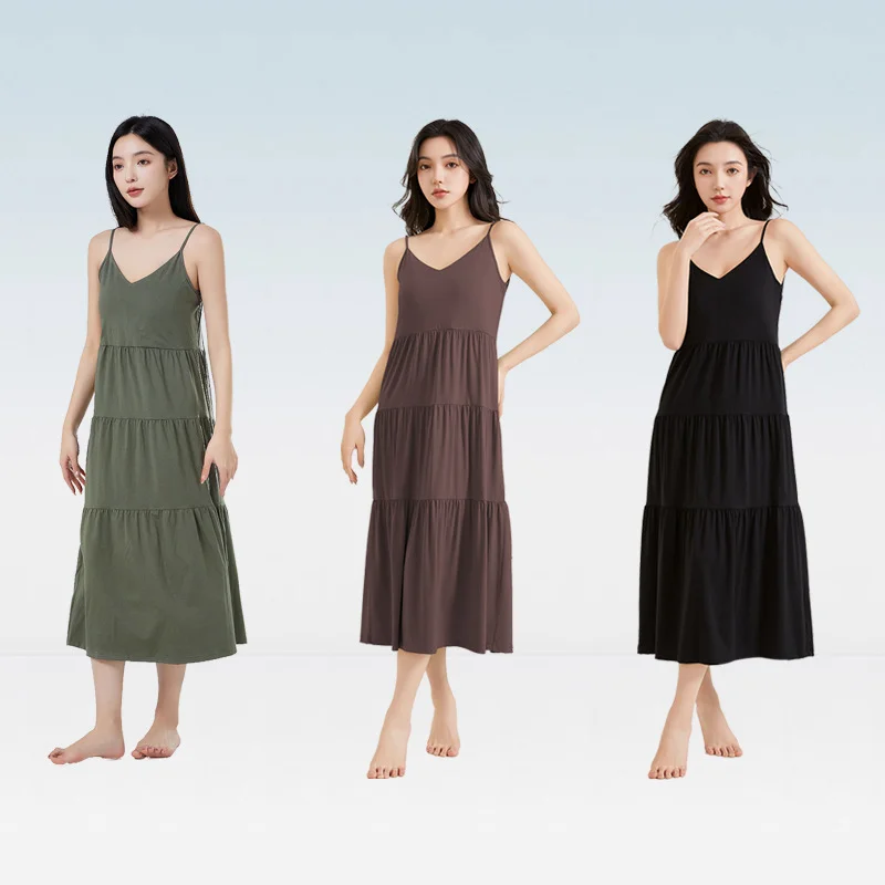 

Sexy Camisole Nightgown With Chest Cushion, Suitable For Outdoor Wear In Summer,Casual French Pajamas For Women's Home Wear