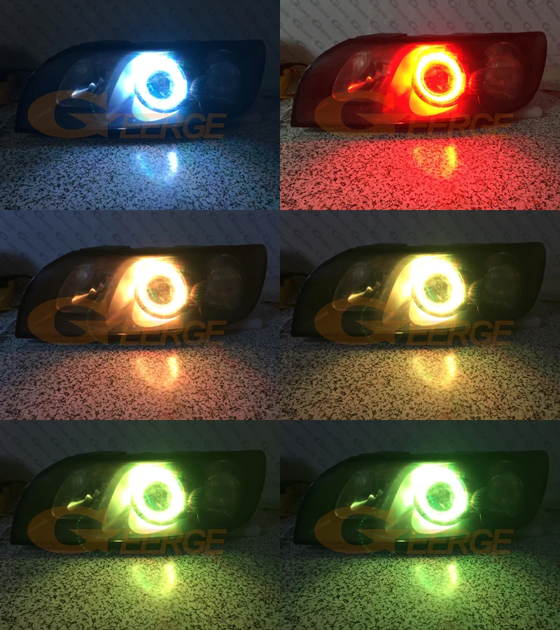 For Volvo S40 544 V50 545 2004 - 2012 BT App RF Remote Control Multi-Color Ultra Bright RGB LED Angel Eyes Kit Halo Rings