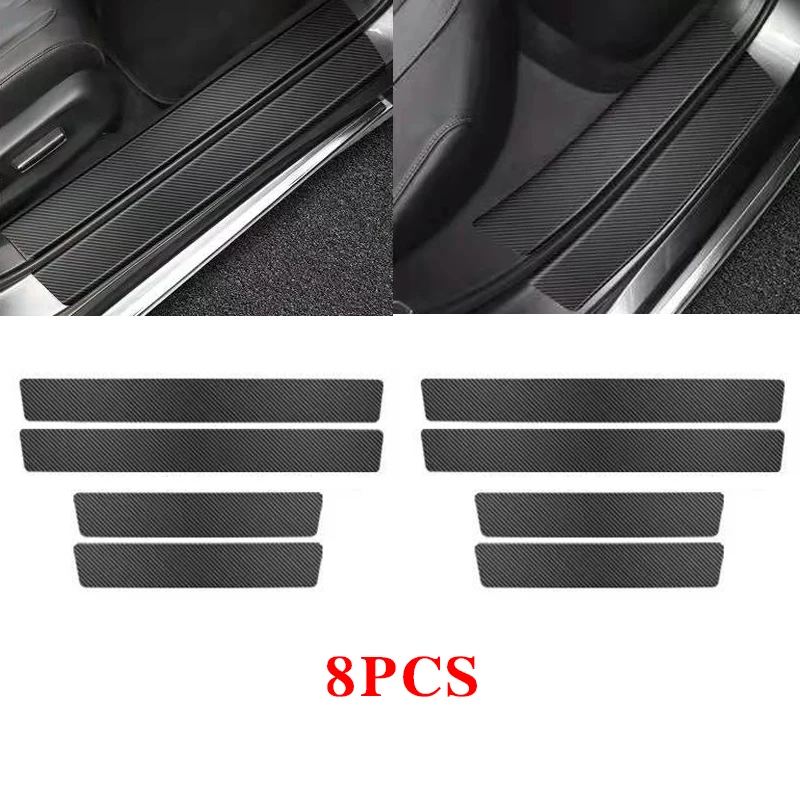 

8pc Car Sticker Door Carbon Leather Fiber Sill Plate For Kia K5 K3 Sportage Picanto Ceed KIA RIO 2 3 4 modeling Auto Accessories