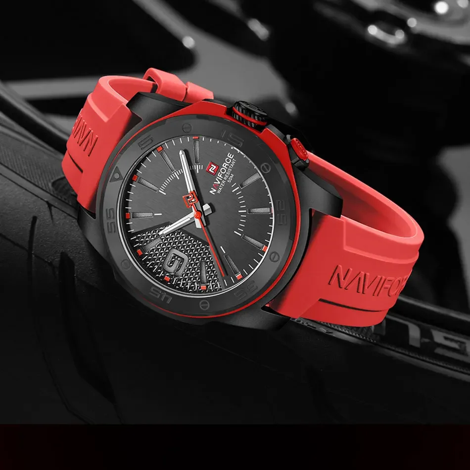 NAVIFORCE-Montre à Quartz Originale pour Homme, Montre-Bracelet Simple en Silicone, Étanche à 5Bar