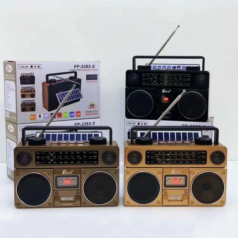 多機能屋外Bluetoothスピーカー,ソーラー充電機能,ホームステレオ,FM, AM, SWラジオ,mp3,屋内用音楽再生